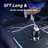 66W High-Speed Car Charger - 5-Port Fast Charging Hub with PD & QC3.0, Universal Compatibility for iPhone 15/14/13/12/11, Samsung Galaxy S23/S22/S...