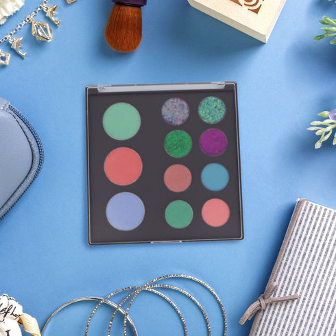 AJLTPA Magnetic Makeup Palette with Frosted Clear Top, Empty Eyeshadow Palettes depots Travel Storage Box with 40Pcs Adhesive Metal Stickers for D...