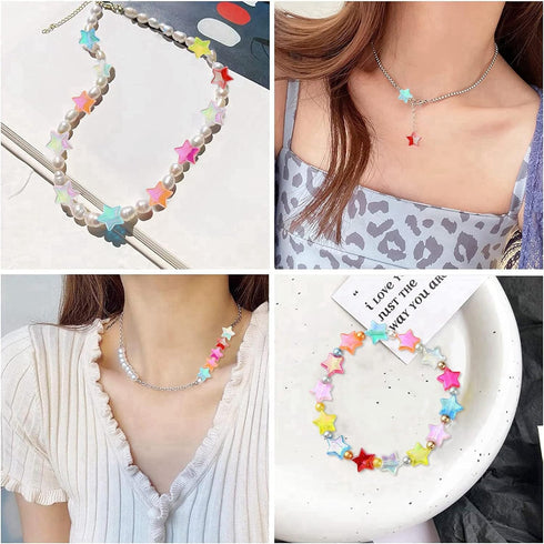 LiQunSweet 280 Pcs 8-Colors Transparent Acrylic Star AB Color Spacer Beads Charms Kit for DIY Jewelry Craft Making Necklace Bracelet Supplies - 10...