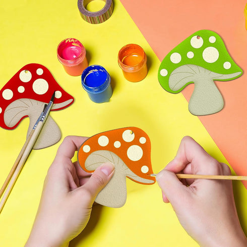 Wooden Spring Ornaments to Paint Mushroom Decoration Cutouts Unfinished 24PCS 3.5 x 3 inches, DIY Blank Unfinished Mushroom Wood Discs Ornament fo...