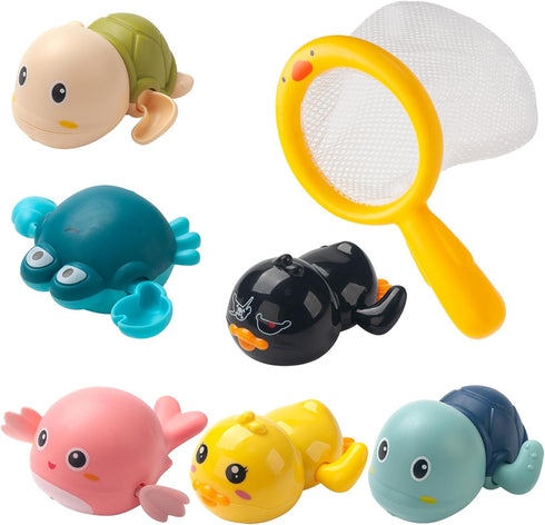 Bath Toys for Kids Ages 1-3, Floating Wind-up Baby Bathtub Toys for 1 Year Old Boy, 7 Pack Cute Swimming Turtle Toddler Toys for Baby Shower Beach...