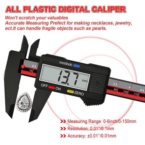 Electronic Digital Caliper, ACEMETER 0-6" Vernier Caliper,Caliper Measuring Tool with mm/inch Conversion,Large LCD Screen,Auto-Off Feature,Suitabl...