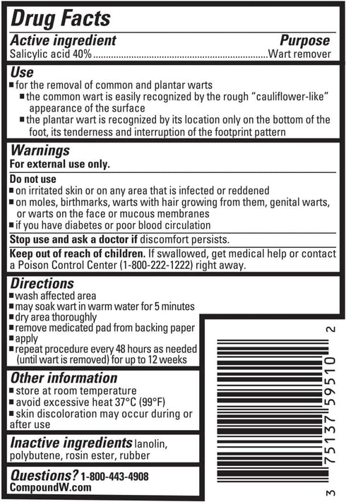 Compound W Wart Remover Maximum Strength One Step Pads, 14 Medicated Pads...