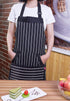 Kitchen Cooking Apron for Women and Men, Adjustable Chef Bib Apron with Pockets - 32" x 28" - Black/White Pinstripe- 1 Pcs...