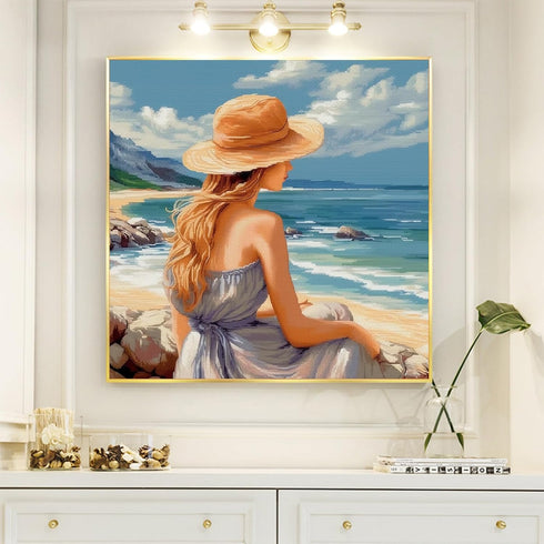 51buyoutgo Beach 11ct Cross Stitch Kits, 11 CT Easy Funny Pre Printed Counted Stamped Cross Stitch Embroidery Needlepoint Needlework Patterns Kits...