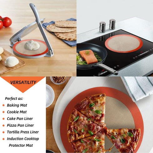 Round Silicone Baking Mats for 10 inch Cake Pan, 10 Inch Cake Mat/Tortilla Press Liner/Pizza Mat/Dough Mat for Cake/Tortilla/Pie/Pizza/Dough/Pastr...