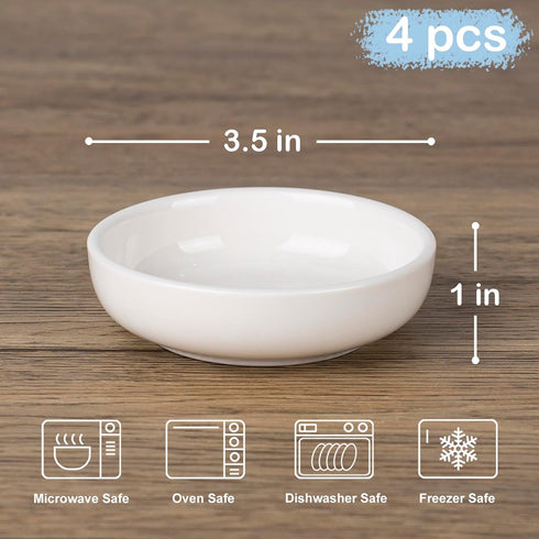 3.5 Inch Ceramic Dipping Bowls, Soy Sauce Dish, 3 oz Small Sauce Cups, Pinch Bowls, Mini Dip Bowl for Side Dishes Ketchup Sushi Seasoning Condimen...