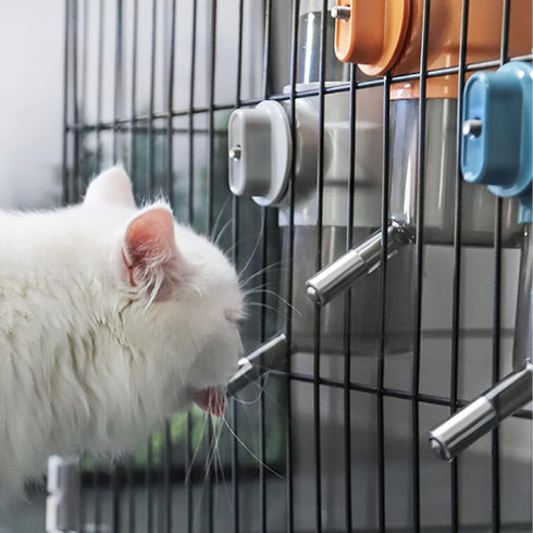 septillar Pet Water Bottle Hanging Dog Water Dispenser Kennel Drinker Kettle Feeder BPA Free Cage Crate Hutch Puppy Cat Rabbit (17oz, Gray)...