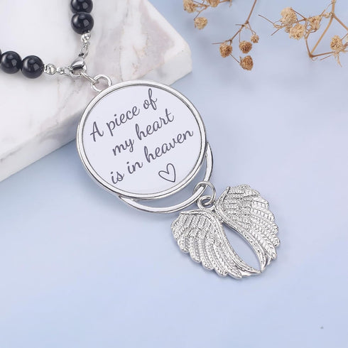 Memorial Car Charm Sympathy Gifts for Loss of Loved one, Keep Making Her Proud Ornament Hanging Rear View Mirror Accessories Grief Bereavement Sym...