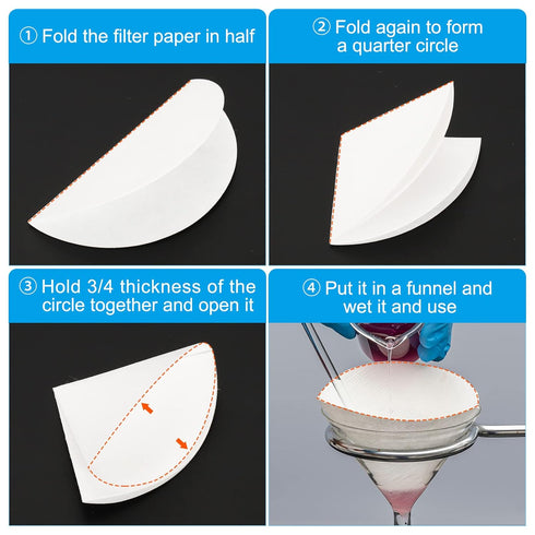 PATIKIL 100Pcs 12.5cm Qualitative Filter Paper Circles, Fast Speed Round Laboratory Filter Paper Chemical Industrial Oil Testing Funnel Filter Pap...