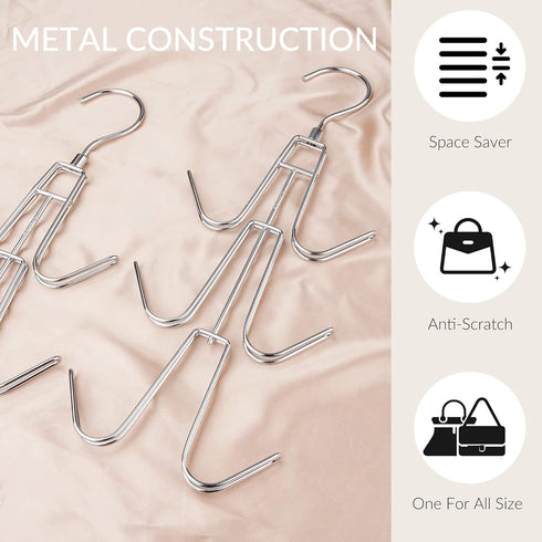 ZEDODIER Purse Hanger Organizer for Closet, 2 Pack Hanging Bag Holder, Keeping Purses Visible and in Good Condition, Metal Handbag Storage Hook Ba...