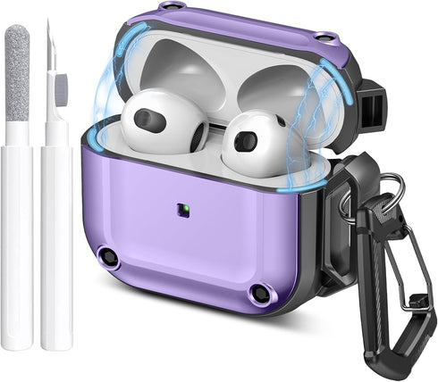 Maxjoy for AirPods 3rd Generation Case with Cleaner Kit,Powerful Magnetic,Drop-Proof and Wear-Resistant, Compatible with AirPods 3 Case Cover(2021...
