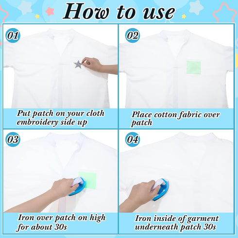 12 Pcs Iron on Stars Patches Rhinestone Adhesive Applique Hot Glue Rhinestone Stars Glitter Crystal Patches for Clothing Shoes Bags Hats Repair De...