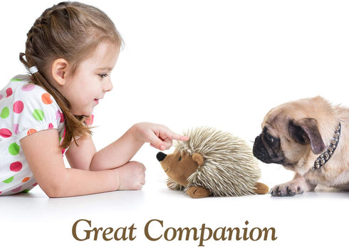 Pawaboo Plush Dog Toy, Non-Toxic Super Soft Faux-Fur Hedgehog Dog Toy Squeak Aninal Toy Stuffed Biting Training Playing Toys for Dog Puppy, Brown...