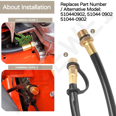 510440902 Engine Flex Drain Hose Compatible With Kawasaki FH FR FS FT & FX Engine Models, Also for Kubota Z412 Z122R, Replace 51044-0902 (2)...