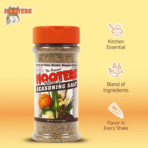 The Original Hooters Seasoning Salt - Garlic & Onion Flavored Blend for Every Dish - Versatile Use for Fries, Meats, Soups, Salads, and Seafood, 1...
