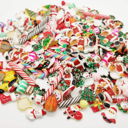 50 Pcs Christmas Theme Slime Charms Easter DIY Craft Making Resin Jewery Making Kit, Resin Flatback Slime Beads Making Supplies for DIY Scrapbooki...