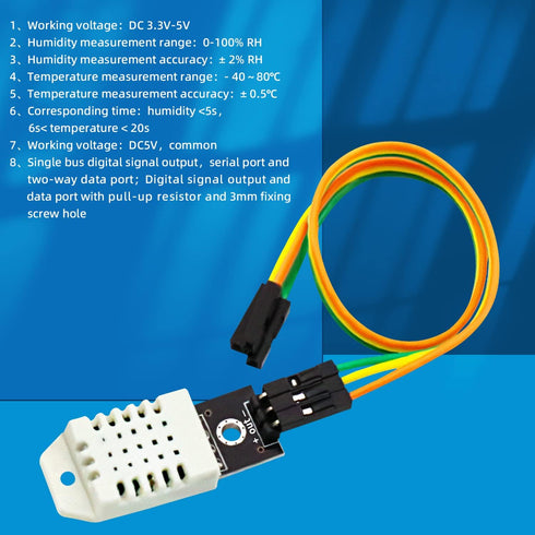 2Pcs DHT22/AM2302 Digital Temperature - Humidity Sensor Module DC 3.3-5 Volt Temp Humidity Gauge Monitor with Wire Replace SHT11 SHT15 for Arduino...