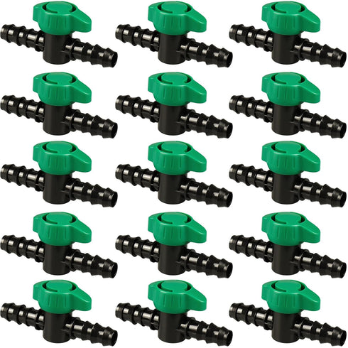 1/2 Inch Drip Irrigation Barbed Valve, 15 Pcs Barbed Switch Valves Drip Line Parts for 1/2" Drip Tubing (.570-.620" ID), 1/2 in. in-line Barbed Sh...
