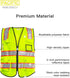 PACIFIC 10 Pockets Safety Vest for Men, 3M High Visibility Reflective Strips with Pockets and Zipper, ANSI Class 2, Yellow, Medium...