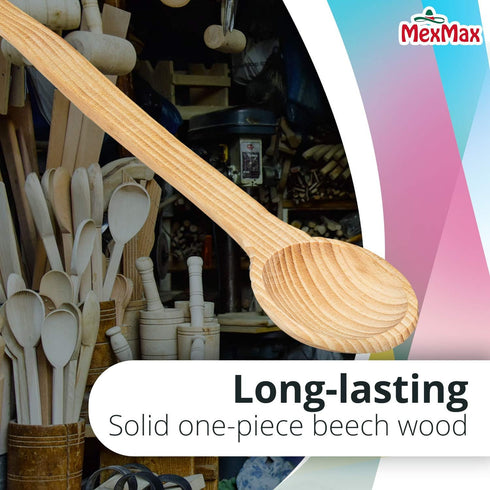 CHAMPS Wooden Spoons 6-Pack – 18 Inch Bamboo Kitchen Utensils – Large Wooden Cooking Spoons for Mixing, Stirring & Serving – Non-Scratch Wood Spoo...