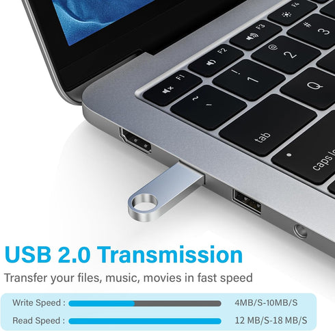 ABLAZE 8GB Flash Drive 5 Pack, Metal USB 2.0 Thumb Drives with Keychains USB Stick Pendrive (Sliver)...