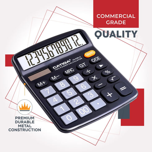Desktop Calculator (2 Pack) 12 Digit with Large LCD Display and Sensitive Button, Solar and Battery Dual Power, Standard Function for Office, Home...