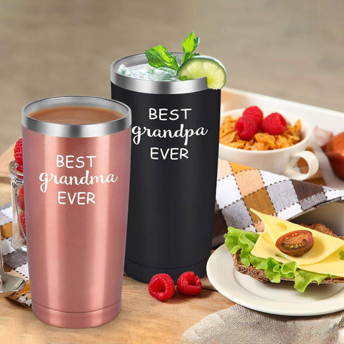 Grandpa and Grandma Ever Travel Tumbler Set, Grandparents Christmas Gifts for Grandma Grandpa from Grandkids Grandchildren, Stainless Steel Insula...