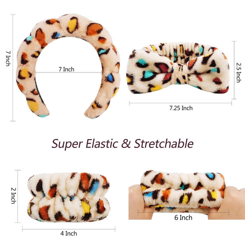 VELSCRUN 6 Pack Spa Headband, Makeup Headband, Face Wash Headband, Skincare Headbands, Sponge Hair Band Bow Tie Spa Headband for Washing Face Wris...