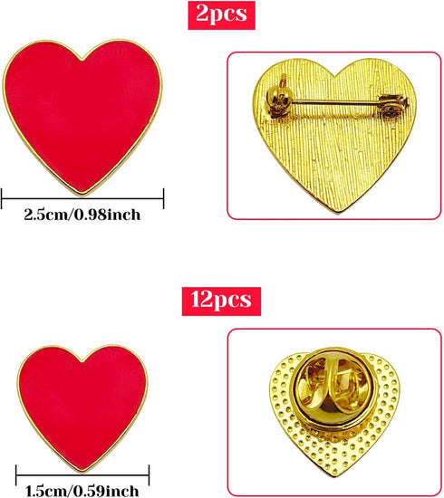 14pcs Valentine's Day Love Heart Brooch Pin Heart Love Enamel Pin Red Heart Enamel Pin Heart Enamel Lapel Pin Red Heart Brooch Pins for Women Cost...