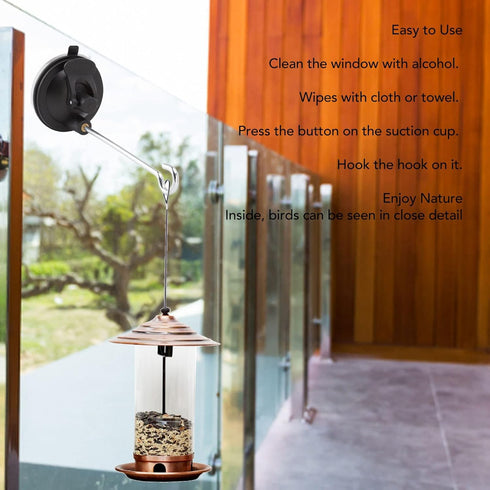 Strong Window Suction Cups Hanger Hook, for Bird Feeders and Wind Chimes, Pet Water Drinker Dispenser Cage, Bird House Feeder Hanging Bracket No B...
