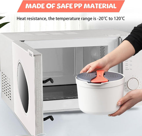 Microwave Rice Cooker, 2L Rice Cooker for Microwave 2 Layer Microwave Vegetable Steamer with Strainer Non-Stick Microwave Pasta Cooker Dishwasher ...