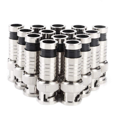 BNC Compression Connector,RG59 Crimper Video Plug Extension Coaxial Siamese Cable Connectors Coax Crimper Adapter 20PCS 75 Ohm Coupler with Copper...