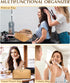 Makeup Bag Cosmetic Bag, Travel Makeup Bag Portable PU Leather Waterproof Bags with Handle Makeup Bags for Women Portable Pouch Open Flat Make Up ...