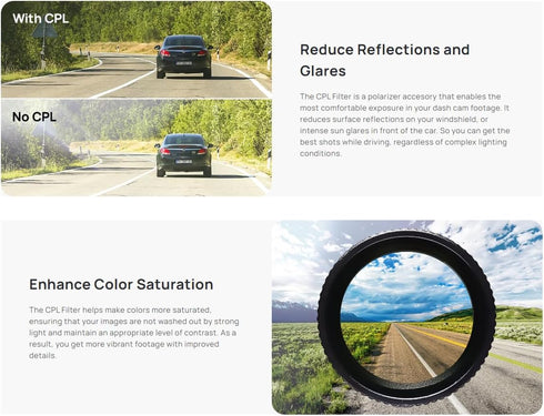 CPL Filter Dash Cam Lens Compatible with 70mai Model A800 A800S Lens Diameter 17.3mm, Dash Cam Polarizing Filter (Gray)...