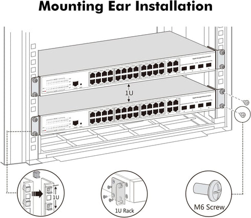 MokerLink Adjustable Rack Mount Ear for 17.3 inch Switches, Compatible for HP/HPE/ProCurve/Aruba/OfficeConnect Network Switch...