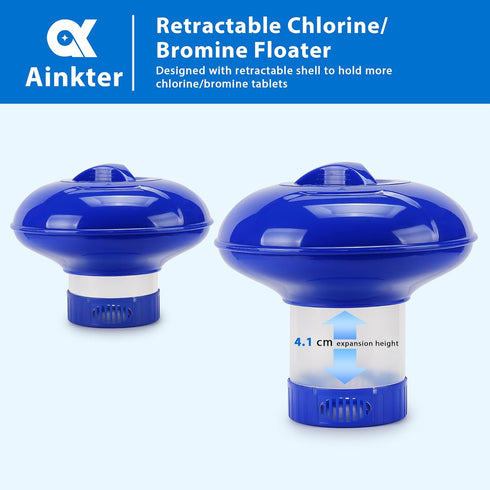 Pool Chlorine/Bromine Floater, Chlorine Tablet Floater for Chlorine Tablets 1 Inch, Adjustable Floating Chlorine Dispenser for Pool, Idea for In-G...