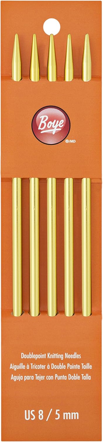 Boye 3236307008M Aluminum Double Pointed Knitting Needle Set, US Size 8, 7" L, 5pcs...