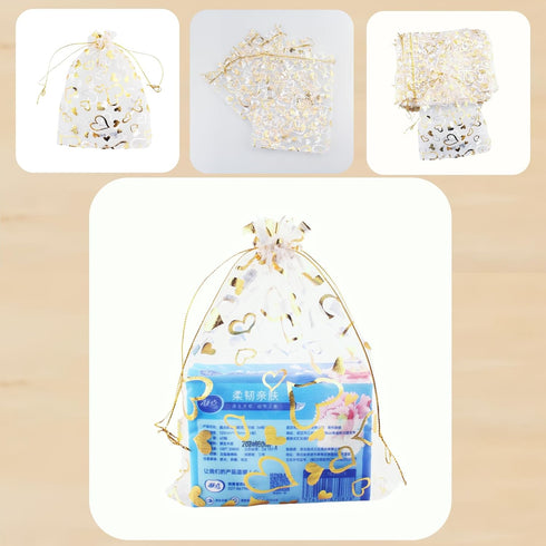 100pcs 7 x 9 Organza Bag, Flower Heart Gift Pouch for Jewelry, Candy, Wedding Favor...