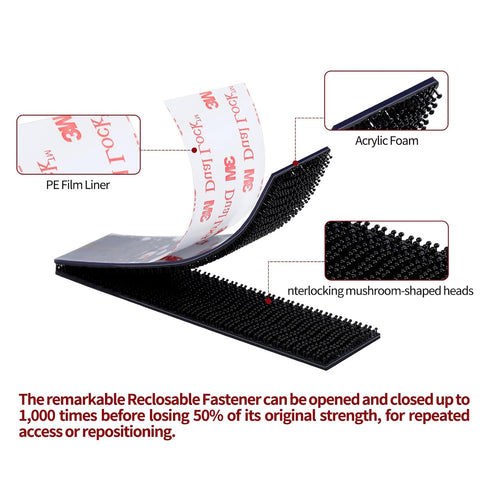 Reclosable Interlocking Fastener, 1in x 2in Strip Hooks, 8 Pcs Ez Pass Holder Adhesive, Heavy Duty Hook and Loop, Industrial Strength Mounting Tap...