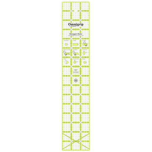 Omnigrid Omnigrip Ruler Hexagon 3in x 16in Rulers & Accessories, 3" x 16",White...