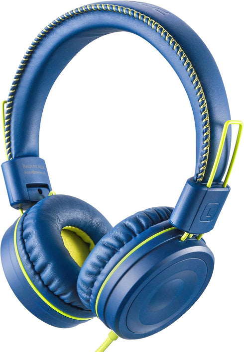 POWMEE M1 Kids Headphones Wired Headphone for Kids,Foldable Adjustable Stereo Tangle-Free,3.5MM Jack Wire Cord On-Ear Headphone for Children (Blue...