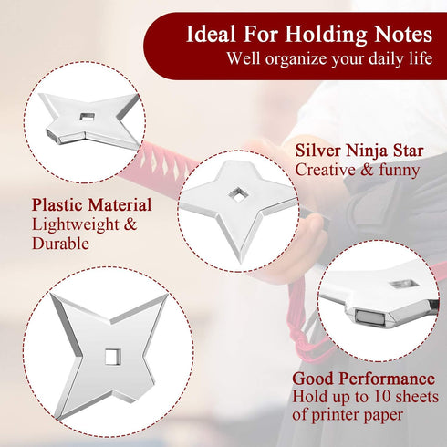Weewooday 10 Pieces Ninja Magnet Cool Anime Refrigerator Magnets Funny Decorative Throwing Star for Home Office Whiteboard(Silver)...