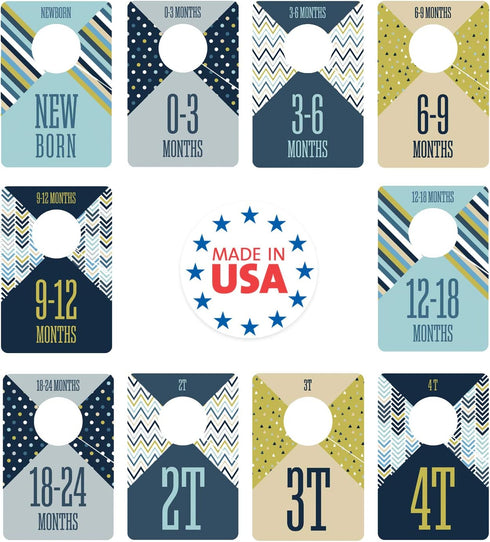 Baby Boy Closet Clothing Dividers/Closet Organizer for Baby Clothes Newborn to 4T / 4" x 6" Boy Nursery Clothes Size Dividers...