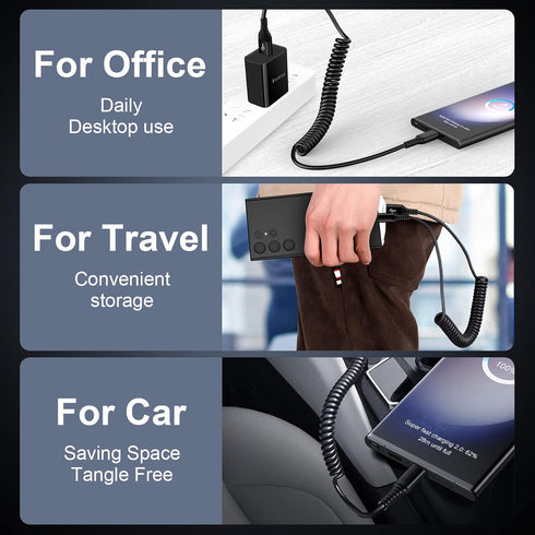 USB C Type C Car Charger Fast Charging for iPhone 15/15 Pro/15 Plus/15 Pro Max, Android Auto USB C Coiled Cable for Samsung Galaxy A05/A05S/A54 5G...