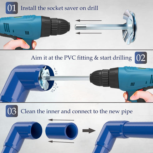 Plumbing PVC Fitting Saver, Pipe Reamer Cutter for Removing SCH 40 from Hub, PVC Socket Saver for Water Lines, Drain Lines, Vent Lines, Fits 1/2" ...
