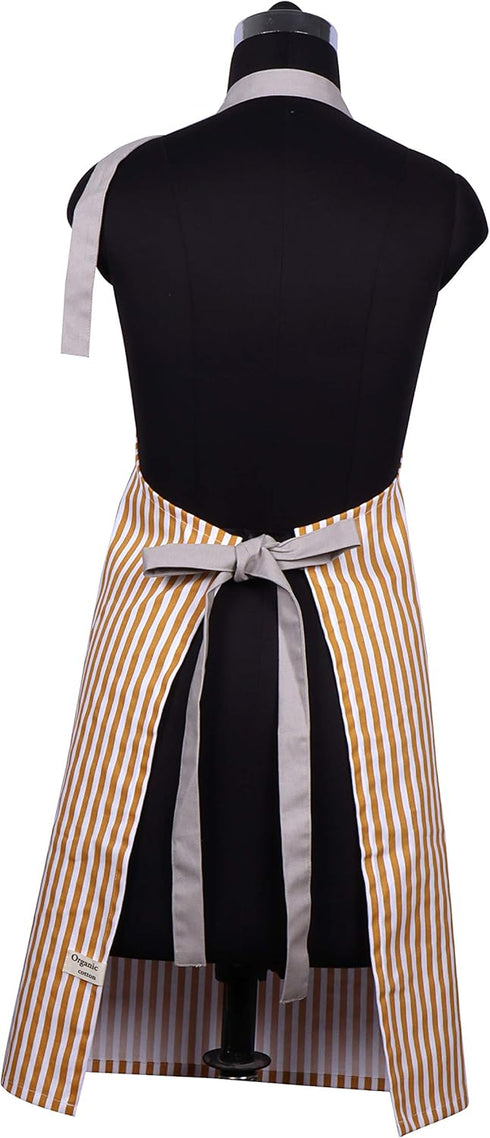 AMOUR INFINI Cotton Aprons for Women with Pockets Adjustable Strap and Waist Ties Reusable Printed Aprons for Baking, Cooking, Gardening (27.5 x 3...