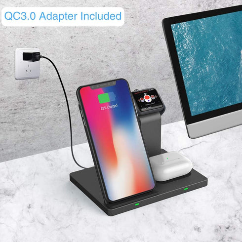 Wireless Charger Station, COSOOS 3 in 1 Charging Stand Compatible with iWatch Series 6/5/4/3/2/1, AirPods Pro/2 and iPhone 13/13 Pro/13 Pro Max/12...