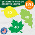 120 Pieces Spring Leaf Paper Cutouts with IDEA GUIDE, 2-Sided US Made Card Stock Punch Out Maple, Oak, and Birch Leaves for Bulletin Boards, Class...