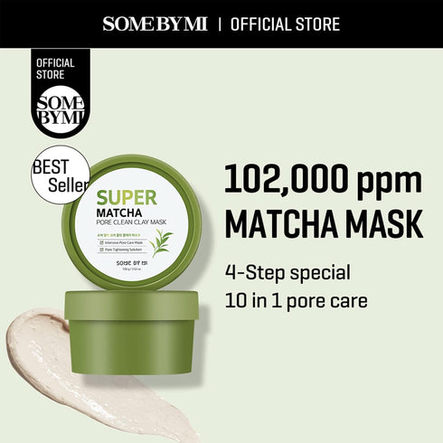 SOME BY MI Super Matcha Pore Clean Clay Mask - 3.52Oz, 100g - Made from Match Water for Sensitive Skin - Skin Moisturizing Effect with Sebum and P...